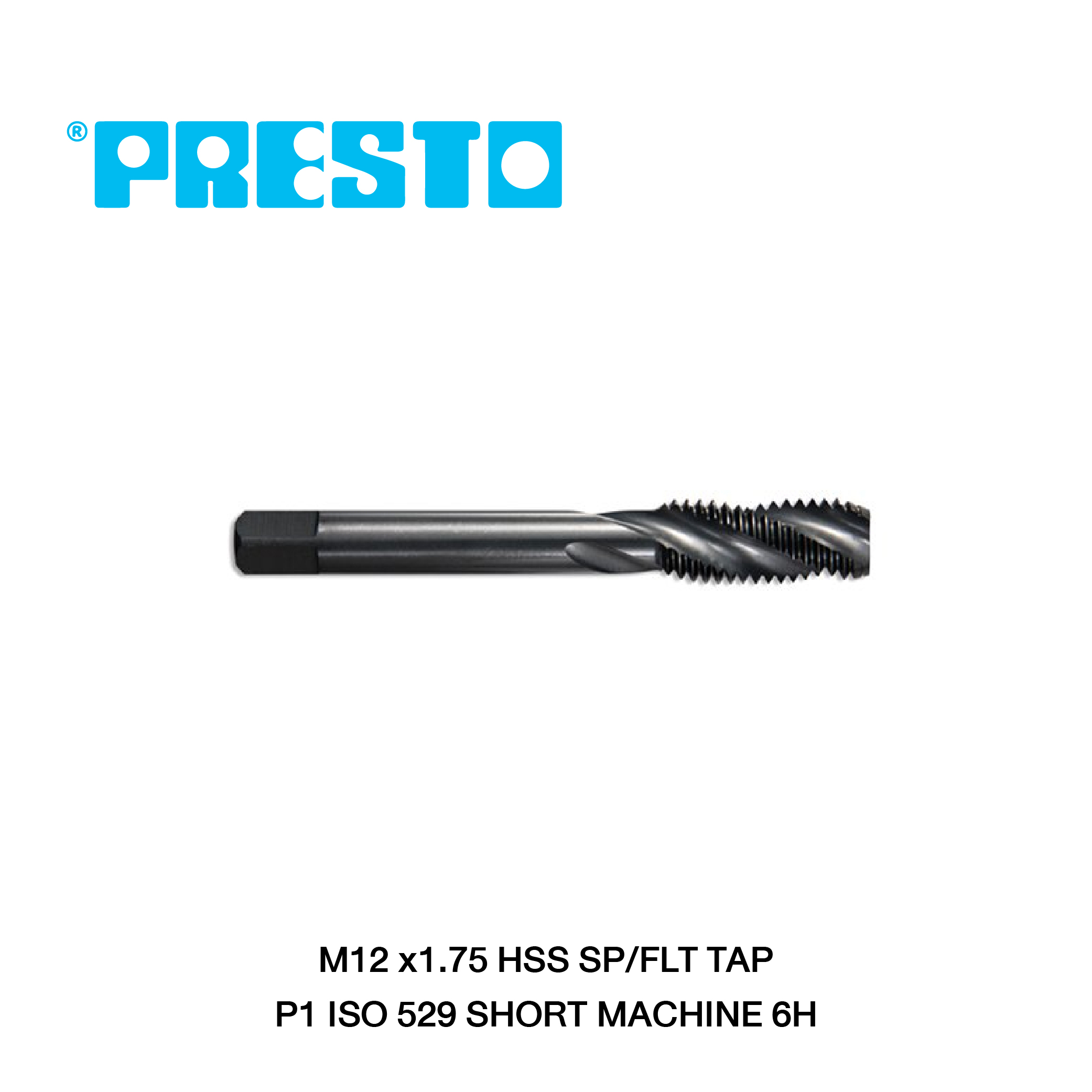 PRESTO ดอกต๊าปเครื่องไฮสปีดเกลียวสว่าน - (แมชชีน) ขนาด M12 x 1.75 มม.