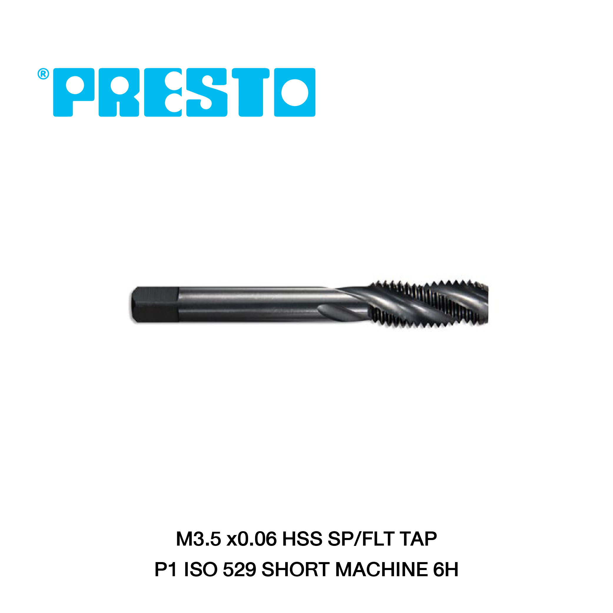PRESTO ดอกต๊าปเครื่องไฮสปีดเกลียวสว่าน - (แมชชีน) ขนาด M3.5 x 0.6 มม.