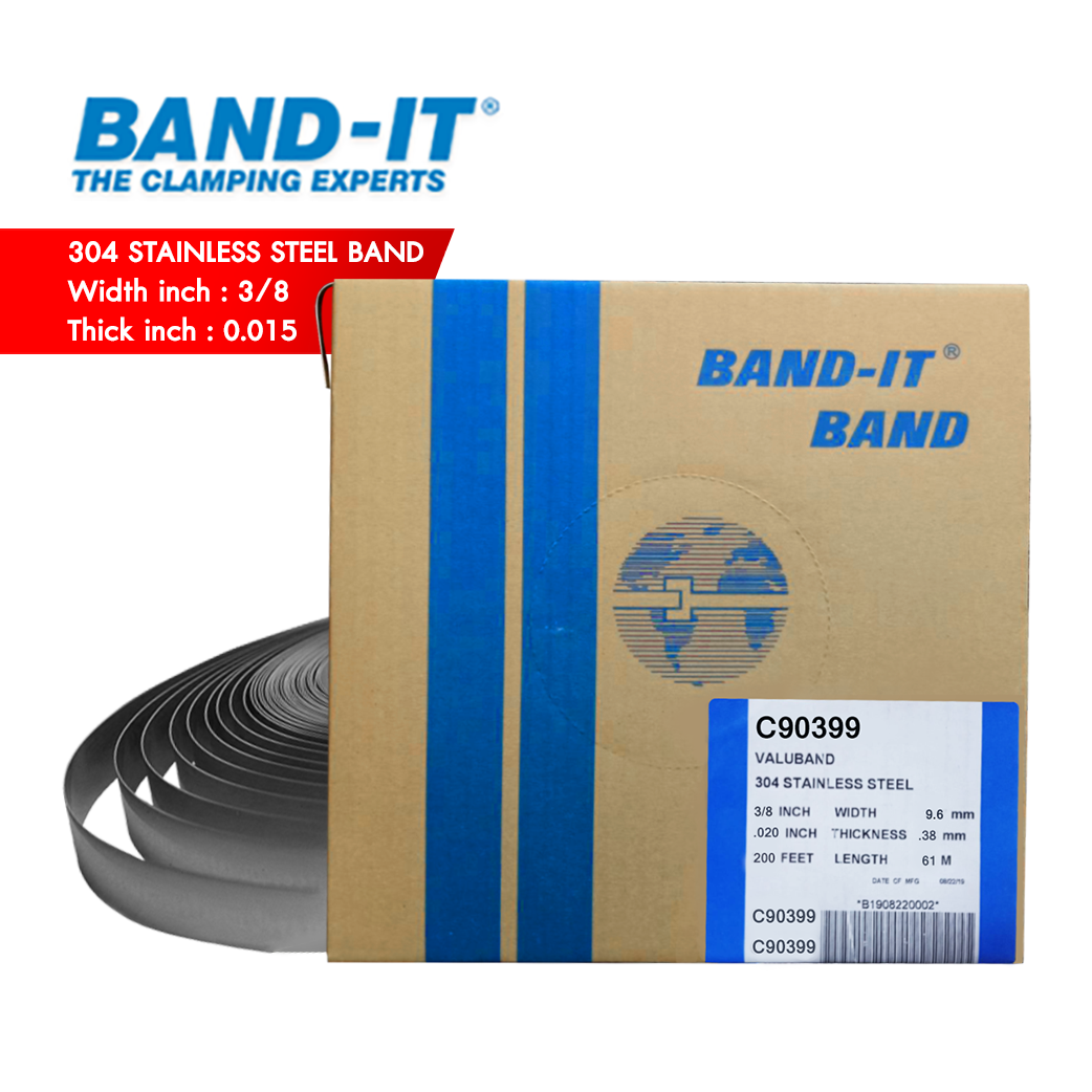 BAND-IT C903 สายรัดสแตนเลส 304 SS ความกว้าง 3/8" (9.60 mm) กล่องกระดาษ