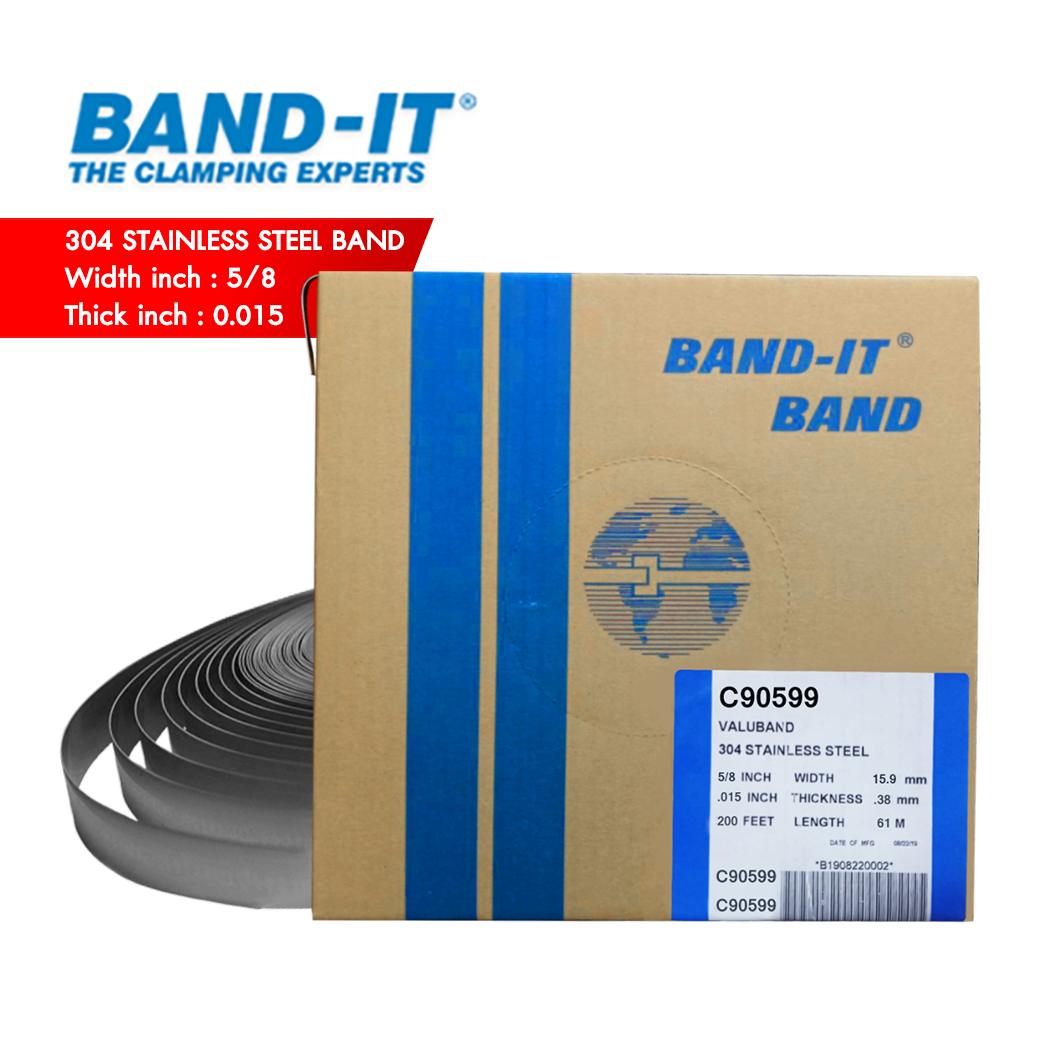 BAND-IT C905 สายรัดสแตนเลส 304 SS ความกว้าง 5/8" (15.90 mm) กล่องกระดาษ