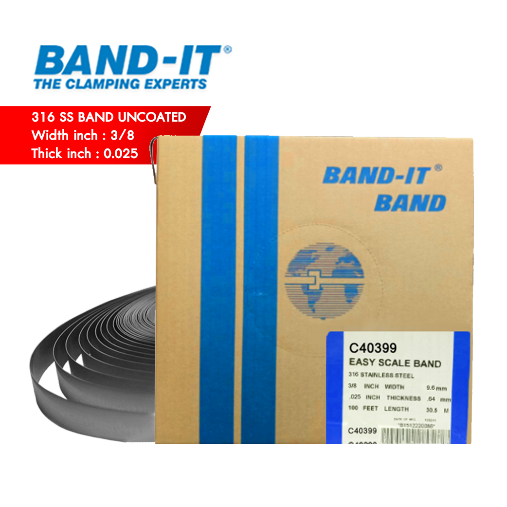 BAND IT C403 สายรัดสแตนเลส 316 (ไม่เคลือบ) ความกว้าง 3/8" (9.6 mm) กล่องกระดาษ