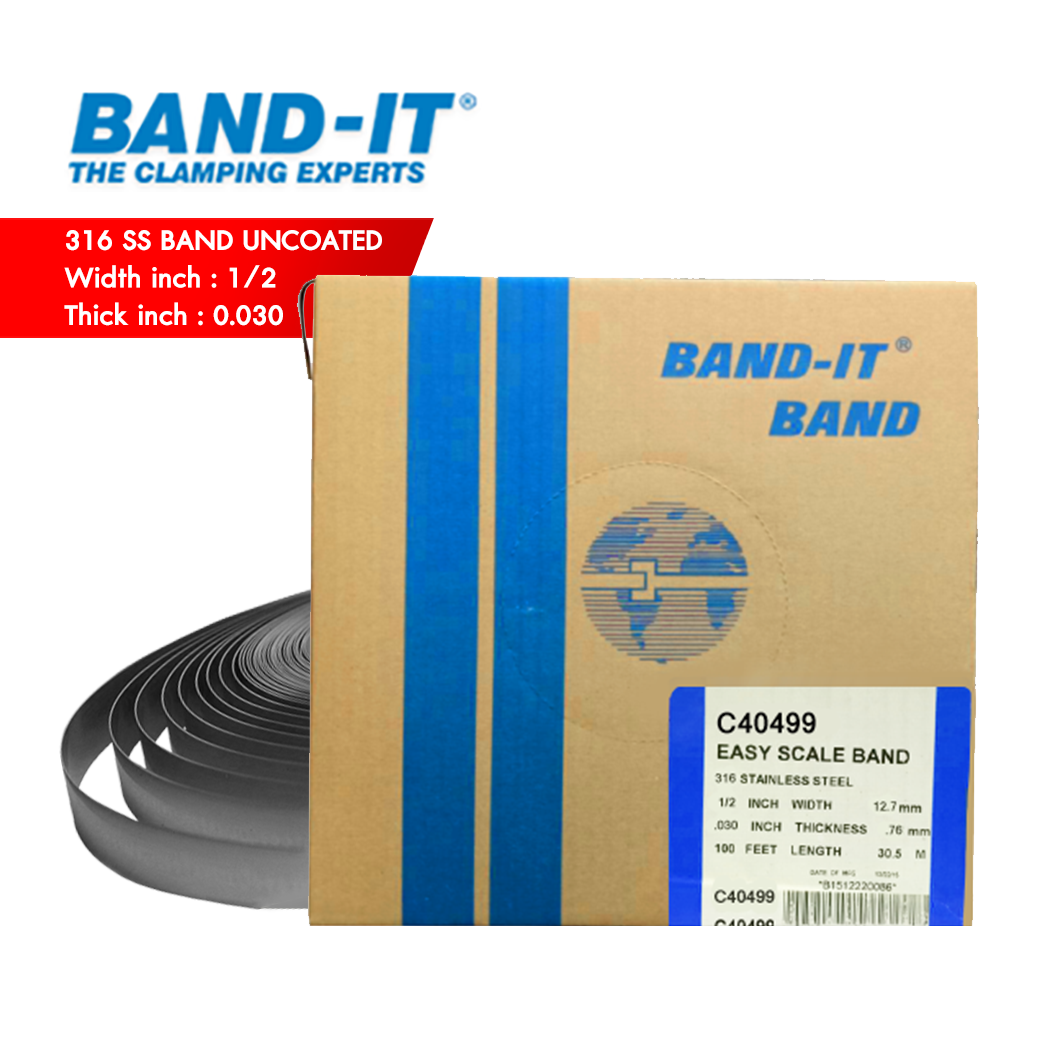 BAND IT C404 สายรัดสแตนเลส 316 (ไม่เคลือบ) ความกว้าง 1/2" (12.7 mm) กล่องกระดาษ