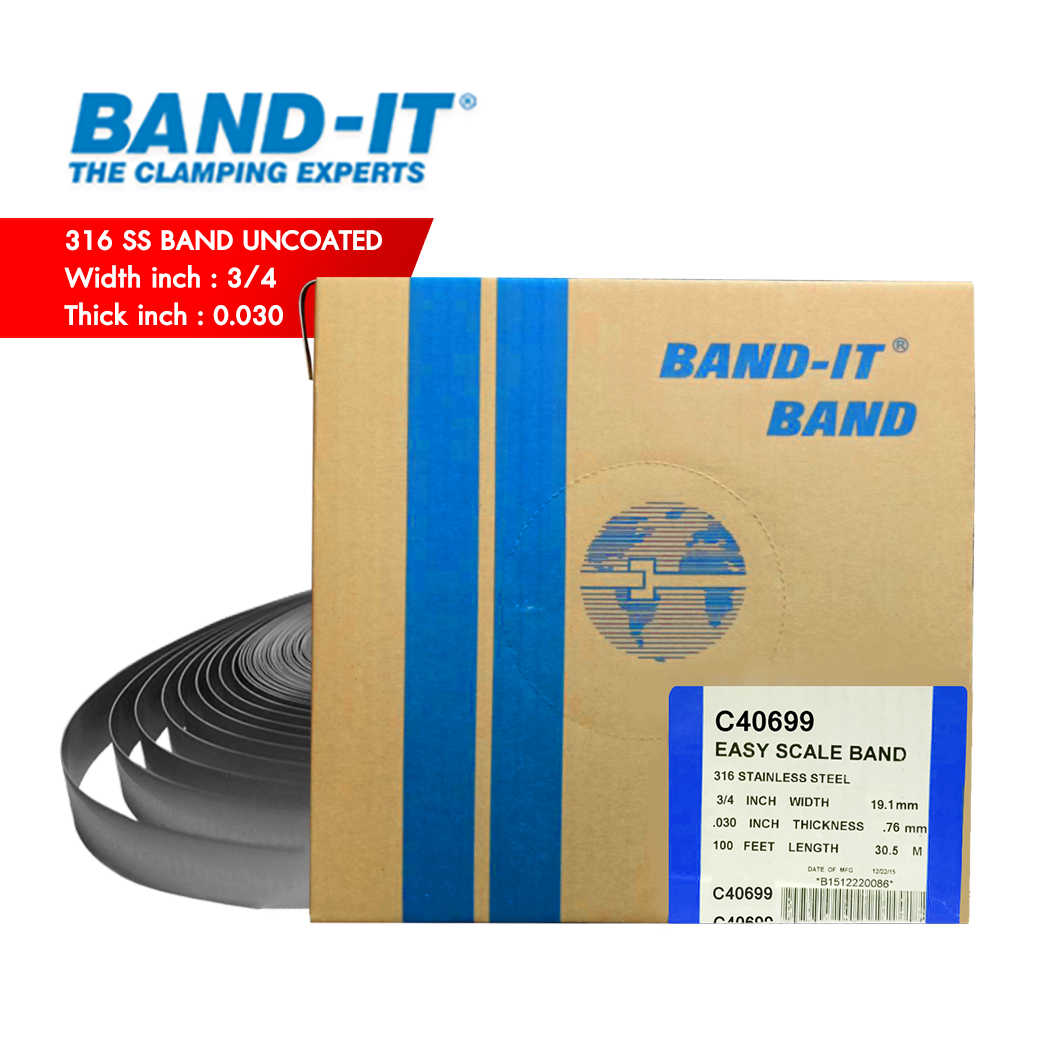 BAND IT C406 สายรัดสแตนเลส 316 (ไม่เคลือบ) ความกว้าง 3/4" (19.1 mm) กล่องกระดาษ