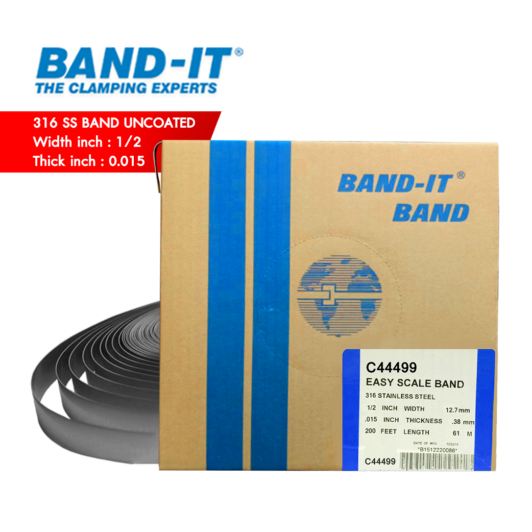 BAND IT C444 สายรัดสแตนเลส 316 (ไม่เคลือบ) ความกว้าง 1/2" (12.7 mm) กล่องกระดาษ