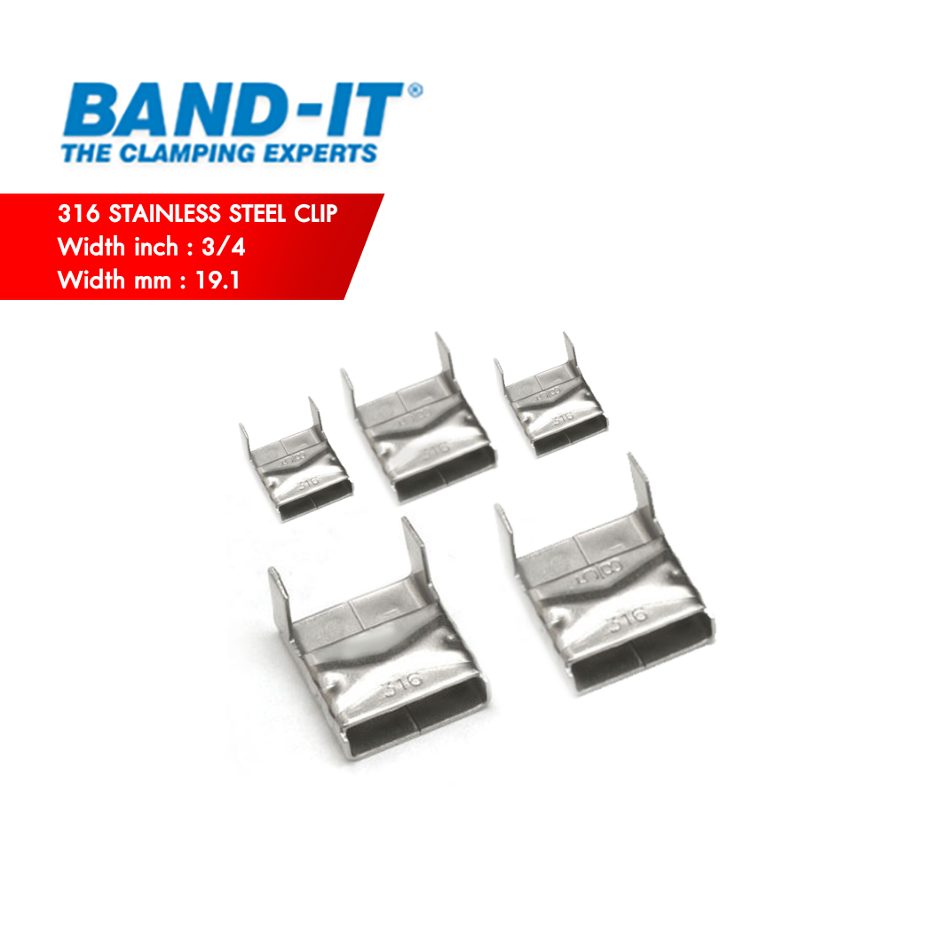 BAND-IT AE456 กิ๊บรัดสแตนเลส 316 SS Stainless Steel Clip ความกว้าง 3/4" (19.10 mm) 100 ea/box