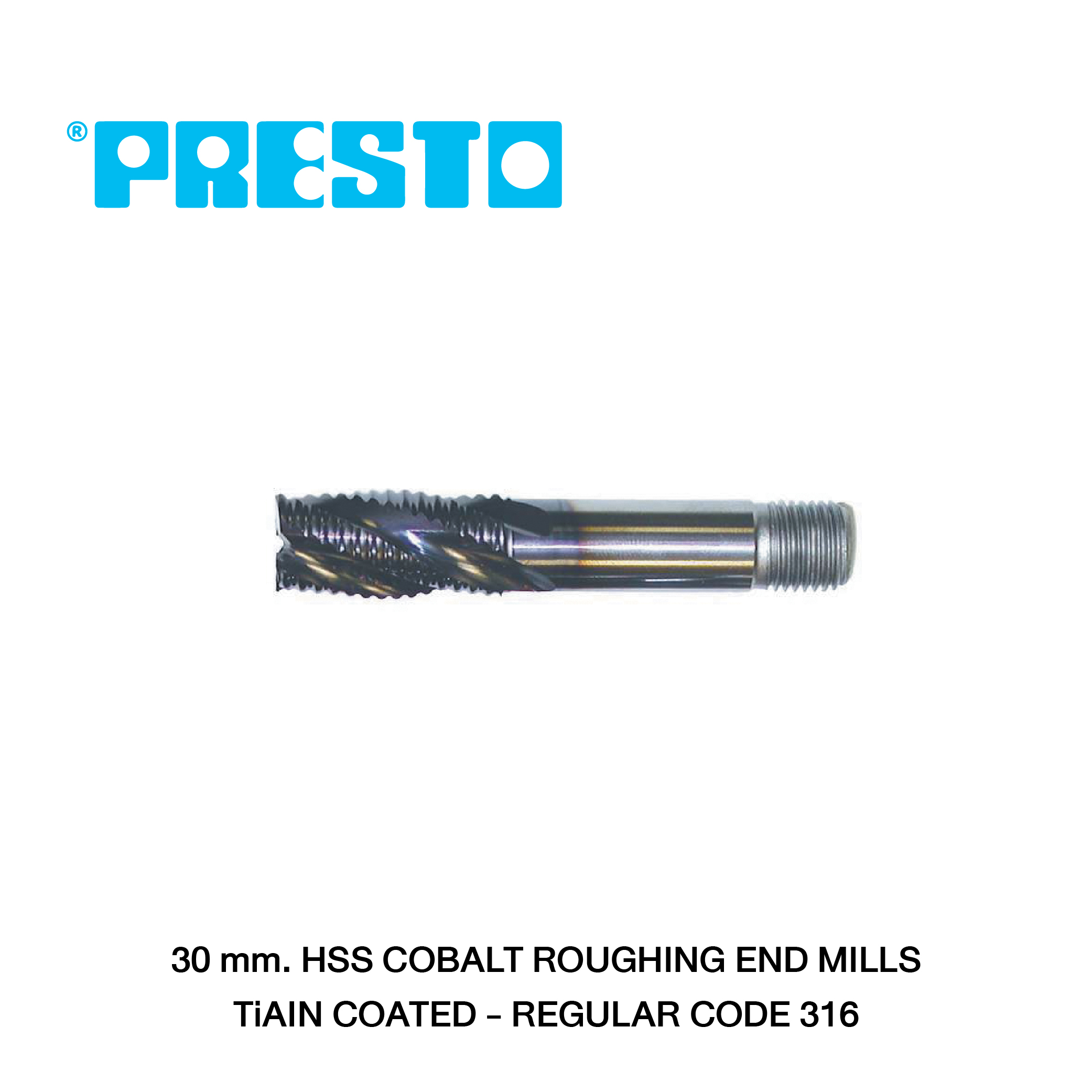 PRESTO เอ็นมิลล์กัดหยาบโคบอล - สีม่วง ขนาด 30 มม.