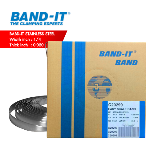 BAND-IT สายรัดสแตนเลส 201 SS ความกว้าง 1/4" (6.40 mm) กล่องกระดาษ