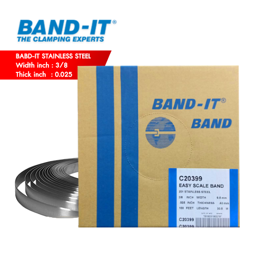 BAND-IT C203 สายรัดสแตนเลส 201 SS ความกว้าง 3/8" (9.60 mm) กล่องกระดาษ