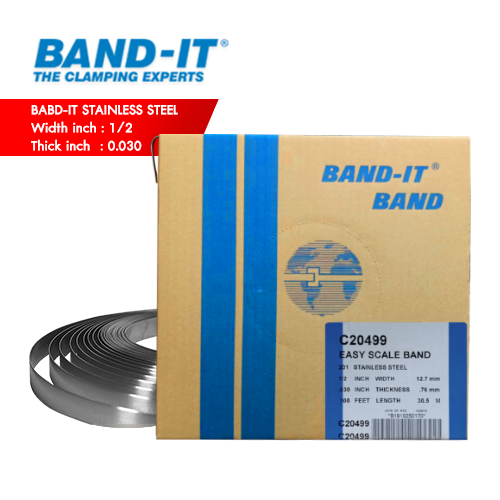 BAND-IT C204 สายรัดสแตนเลส 201 SS ความกว้าง 1/2" (12.70 mm) กล่องกระดาษ