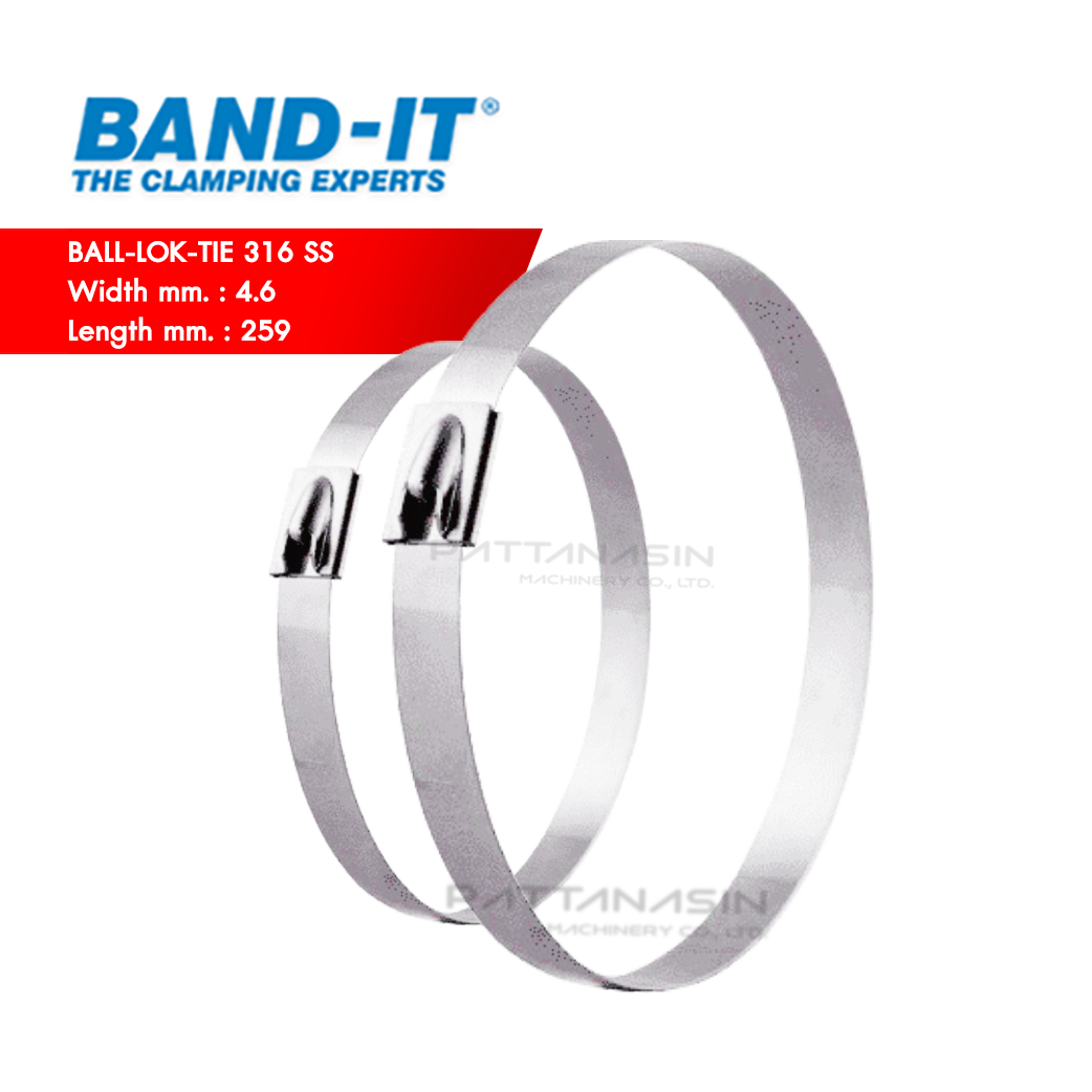 BAND-IT KE0138 สายรัดสแตนเลส สแตนเลสเคเบิ้ลไทร์ 316 SS ความกว้าง 4.6 mm. ความยาว 259 mm. (10.2")