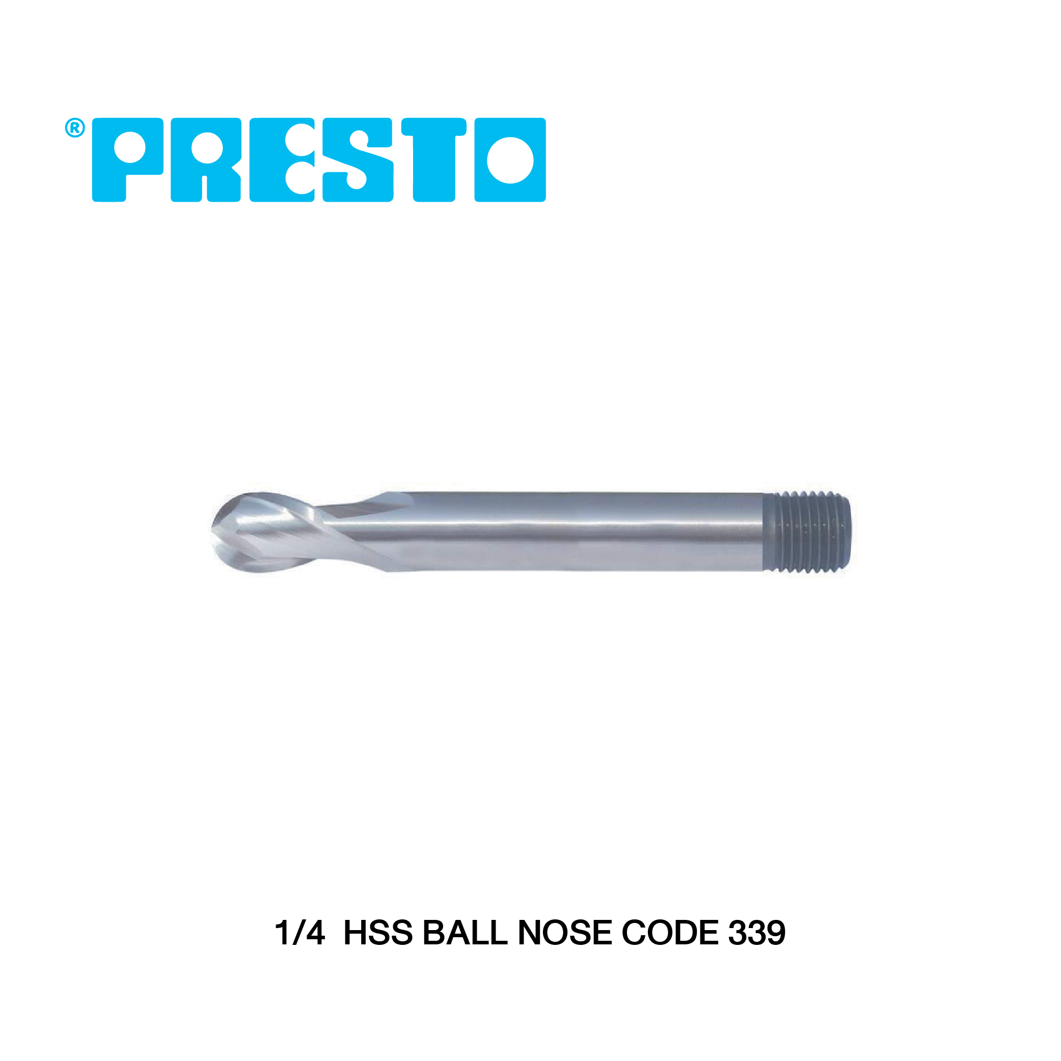 PRESTO เอ็นมิลล์กัดร่องลิ่ม 2 คม - ปลายมน แบบยาว ขนาด 1/4