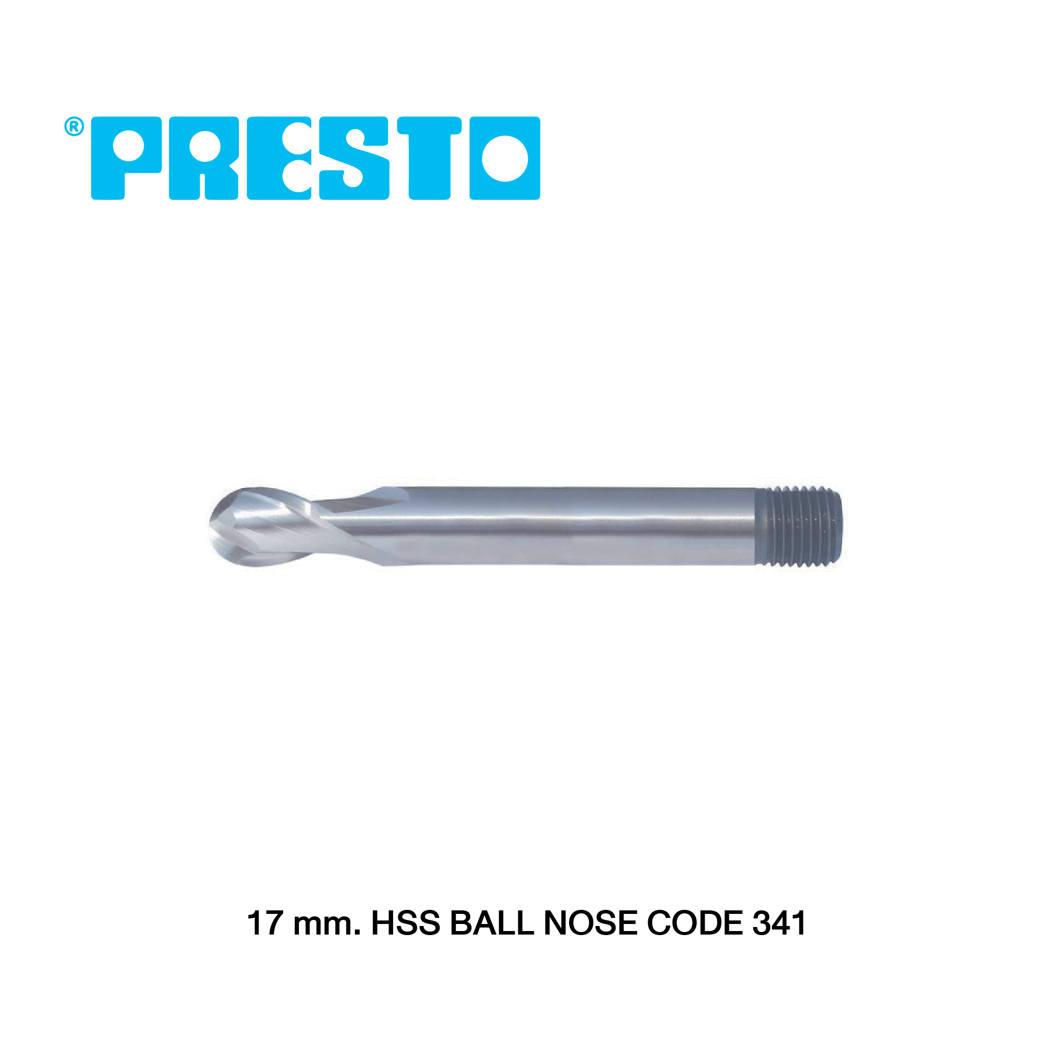 PRESTO เอ็นมิลล์กัดร่องลิ่ม 2 คม - ปลายมน แบบยาว ขนาด 17 มม.