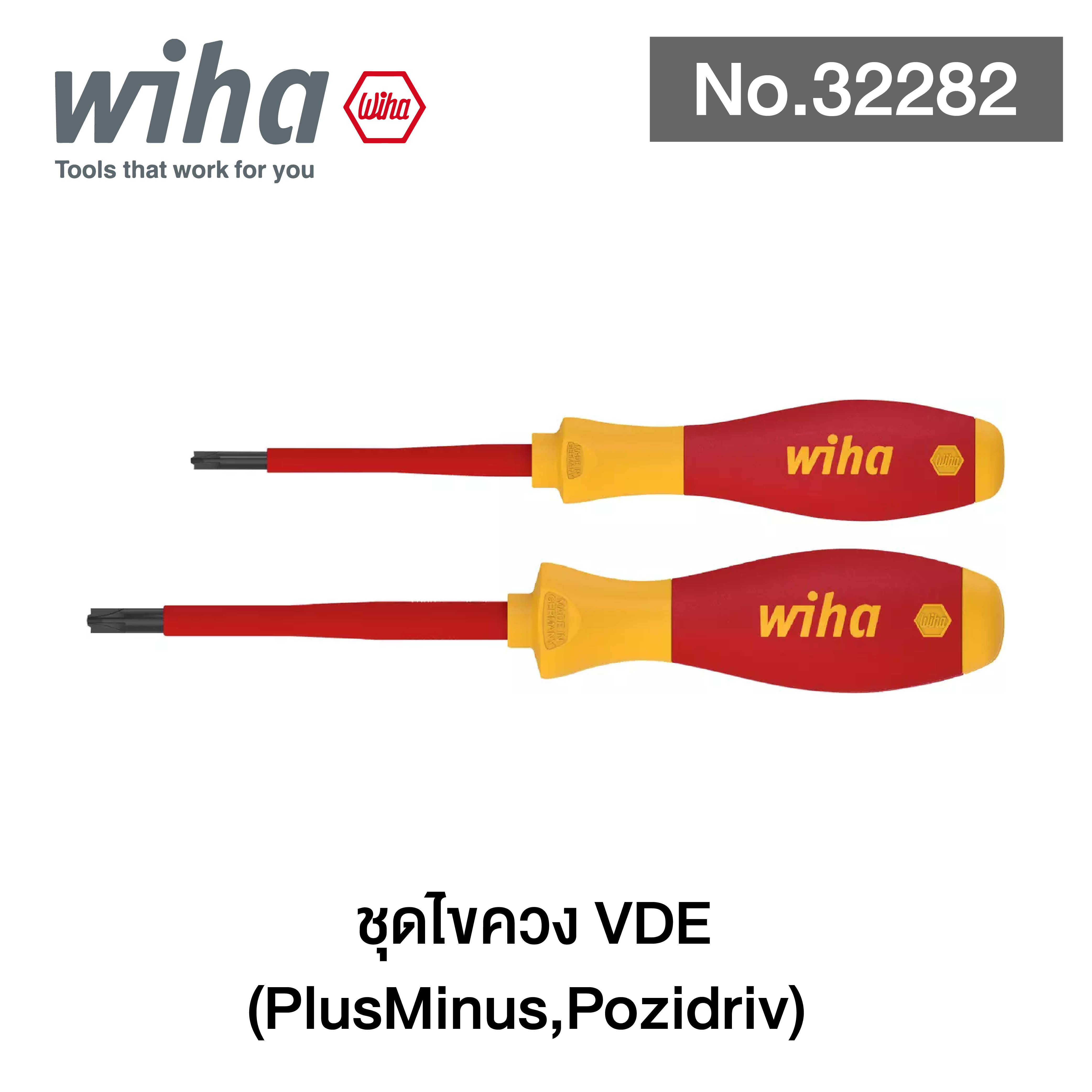 WIHA ชุดไขควง No.32282 PlusMinus/Pozidriv, (SL/PZ1,SL/PZ2) (2ตัว/ชุด)