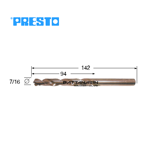 PRESTO ดอกสว่านไฮสปีดโคบอลเจาะสแตนเลส - ก้านกลม ขนาด 7/16