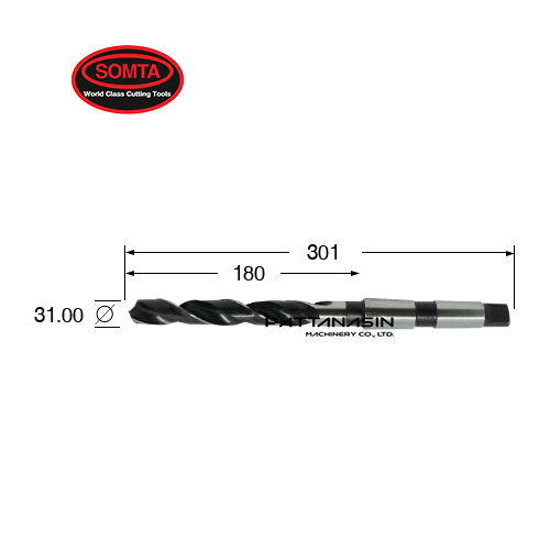 SOMTA  ดอกสว่านไฮสปีดโคบอลเจาะสแตนเลส - ก้านเตเปอร์ ขนาด 31 มม.