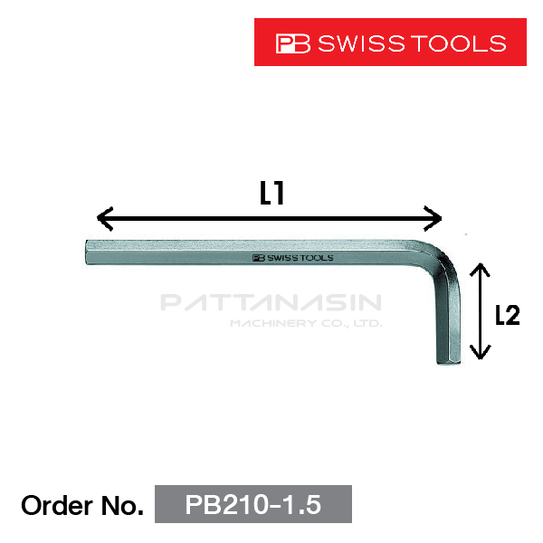 PB SWISS TOOLS ประแจหกเหลี่ยมชนิดสั้น ขนาด 1.5 มม.