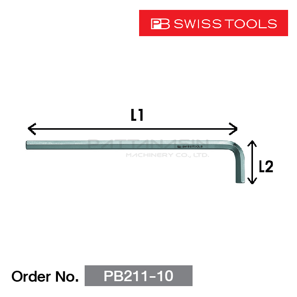 PB SWISS TOOLS ประแจหกเหลี่ยมชนิดยาว ขนาด 10 มม.