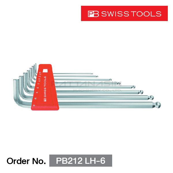 PB SWISS TOOLS ชุดประแจหกเหลี่ยมหัวบอลชนิดยาว 7 ตัว รุ่น PB212 LH-6