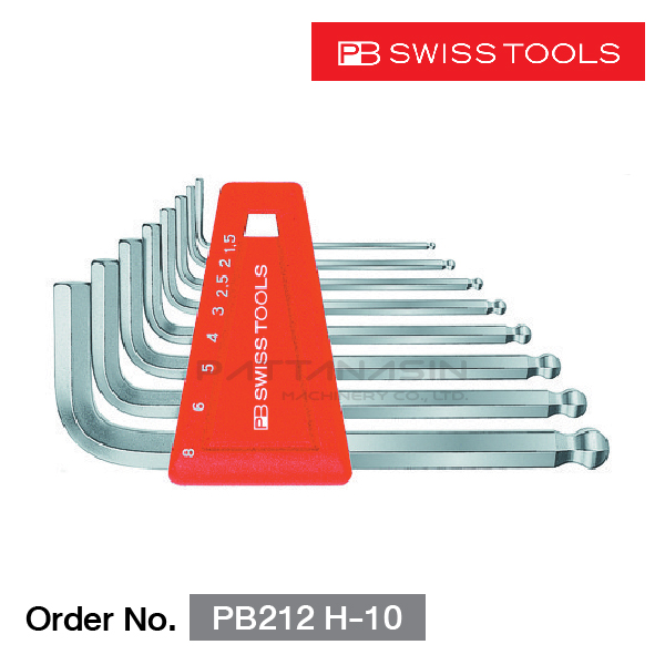 PB SWISS TOOLS ชุดประแจหกเหลี่ยมหัวบอล 9 ตัว รุ่น PB212 H-10