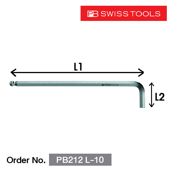 PB SWISS TOOLS ประแจหกเหลี่ยมหัวบอลชนิดยาว ขนาด 10 มม.