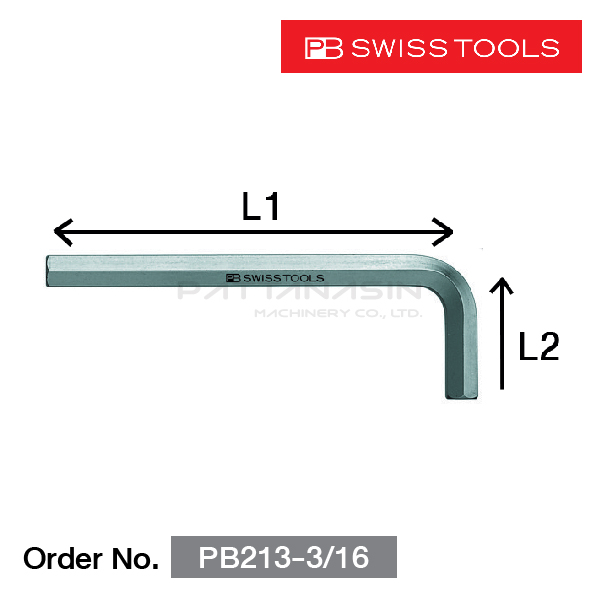 PB SWISS TOOLS ประแจหกเหลี่ยม ขนาด 3/16"