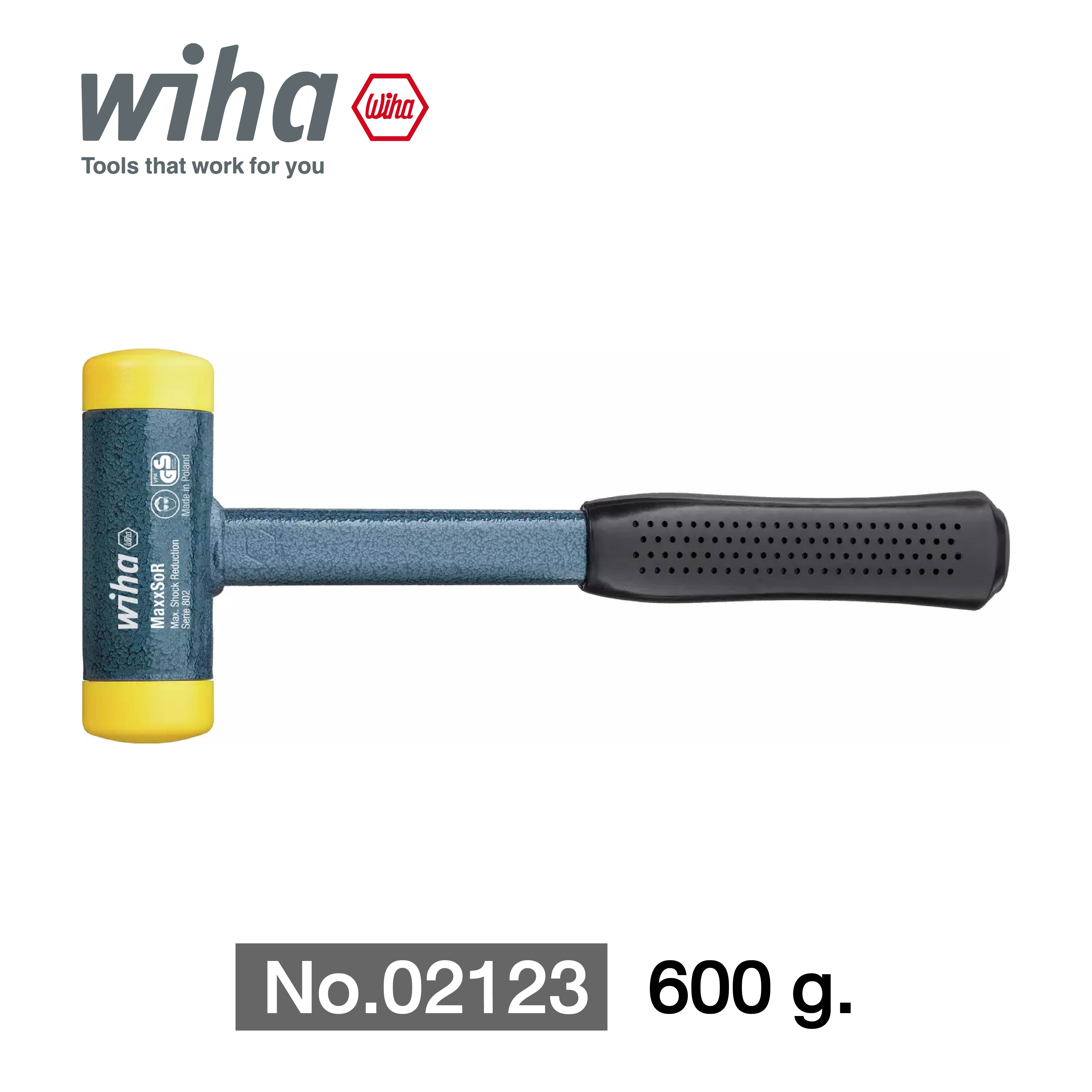 WIHA ค้อนเหล็กหุ้มยางไร้แรงสะท้อน 802/30 No.02123 600 g.