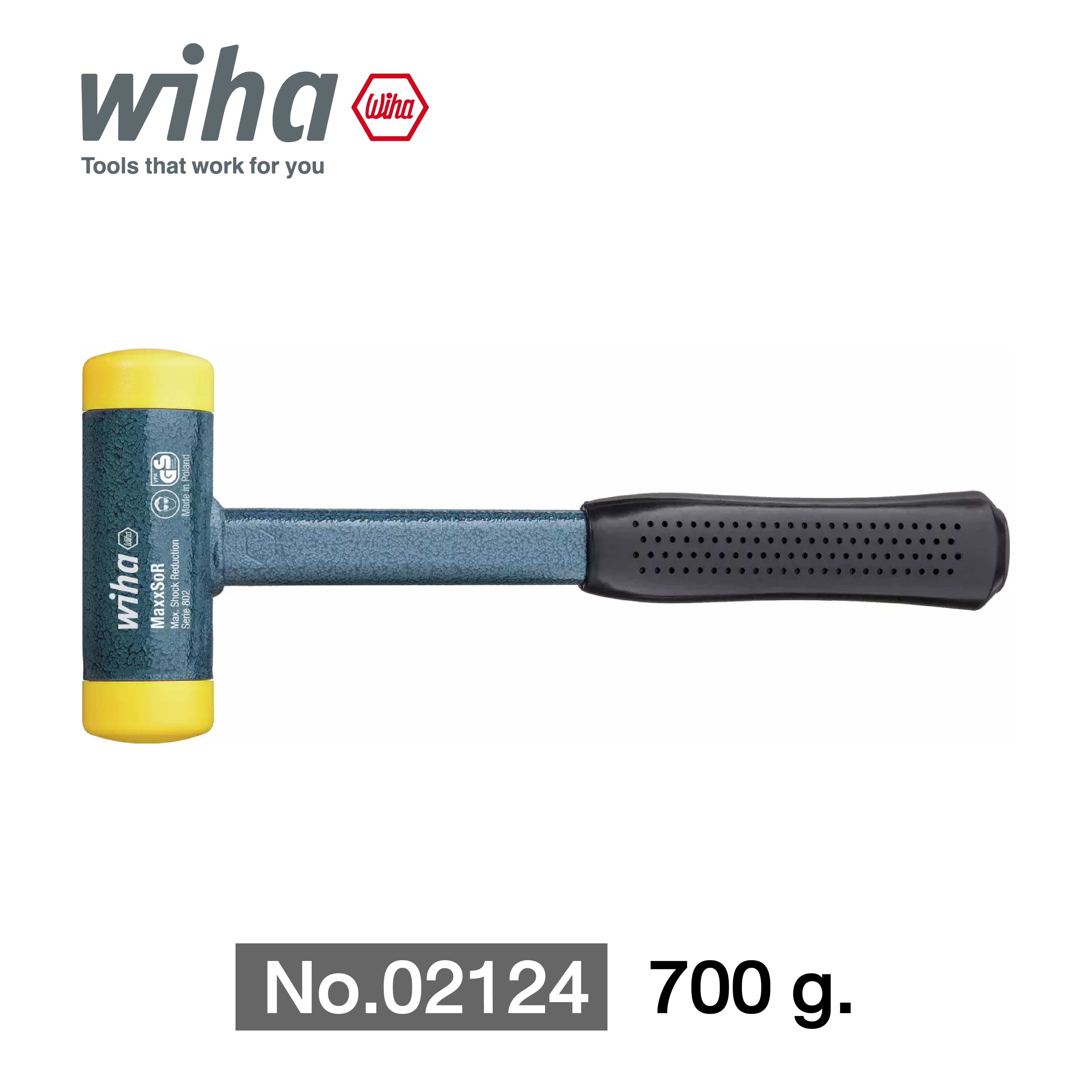 WIHA ค้อนเหล็กหุ้มยางไร้แรงสะท้อน 802/35 No.02124 700 g.