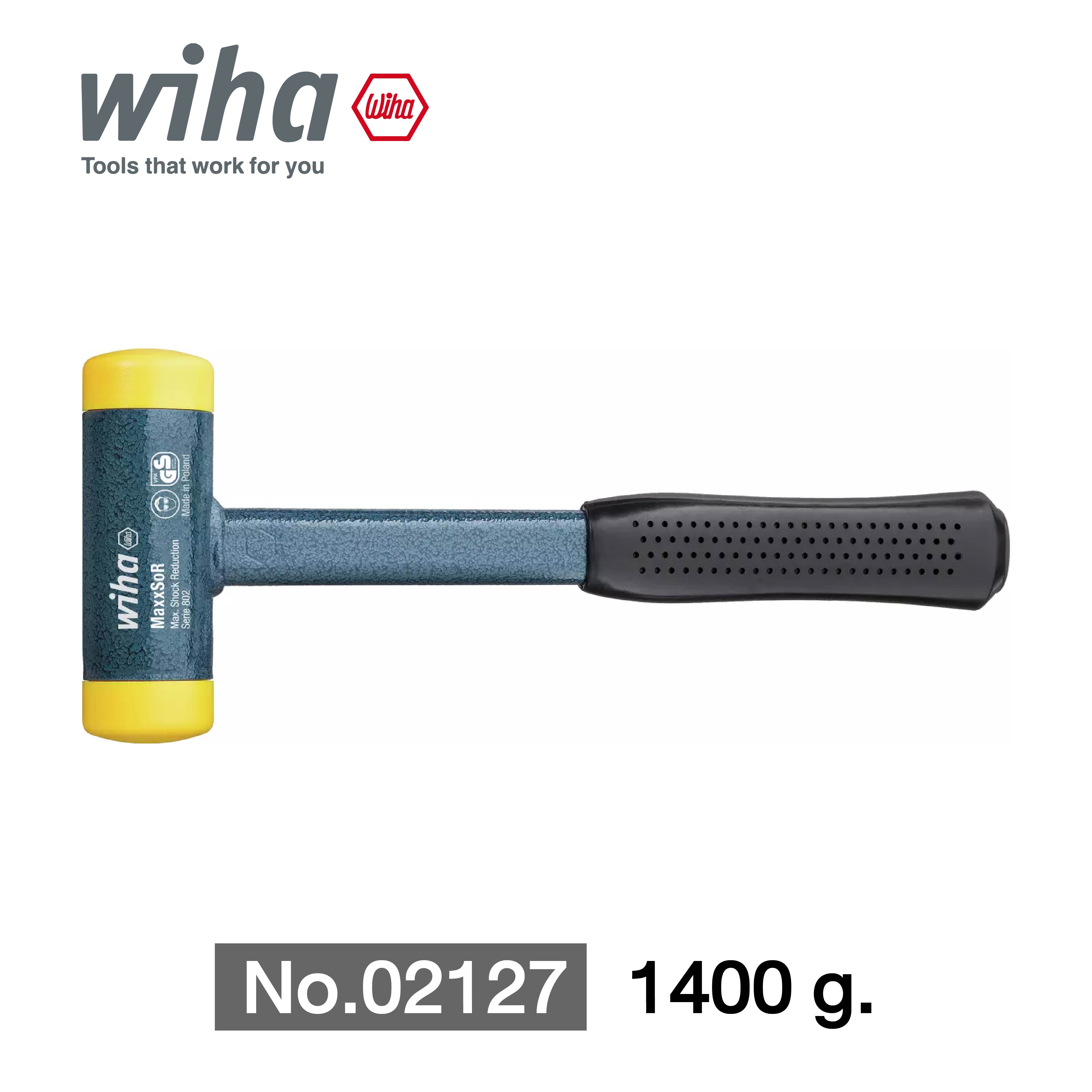 WIHA ค้อนเหล็กหุ้มยางไร้แรงสะท้อน 802/50 No.02127 1400 g.