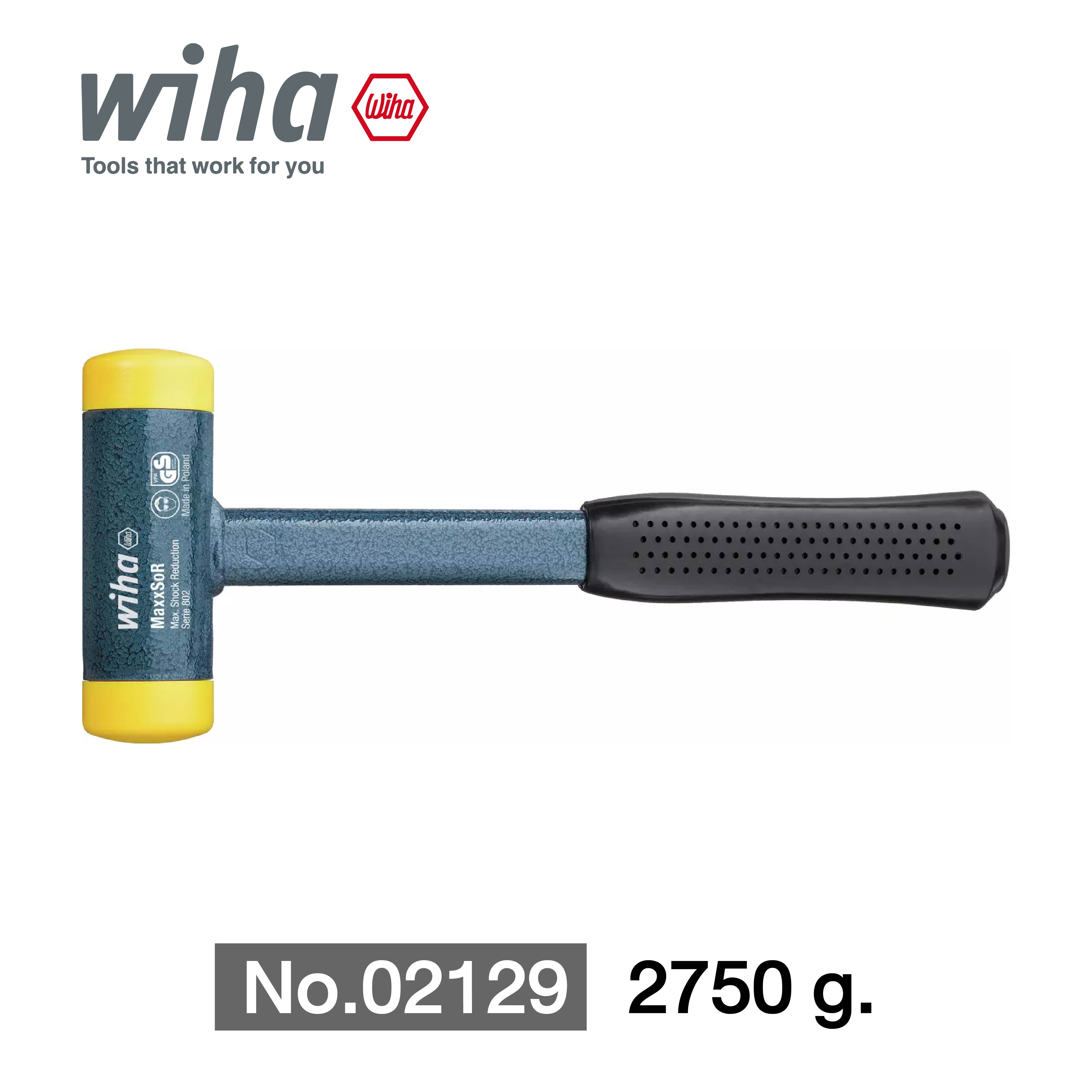 WIHA ค้อนเหล็กหุ้มยางไร้แรงสะท้อน 802/70 No.02129 2750 g.
