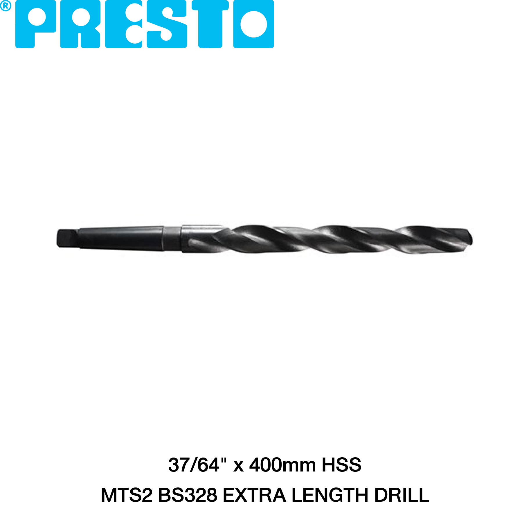 PRESTO ดอกสว่านไฮสปีดเจาะเหล็กแบบยาวพิเศษ - ก้านเตเปอร์ ขนาด 37/64