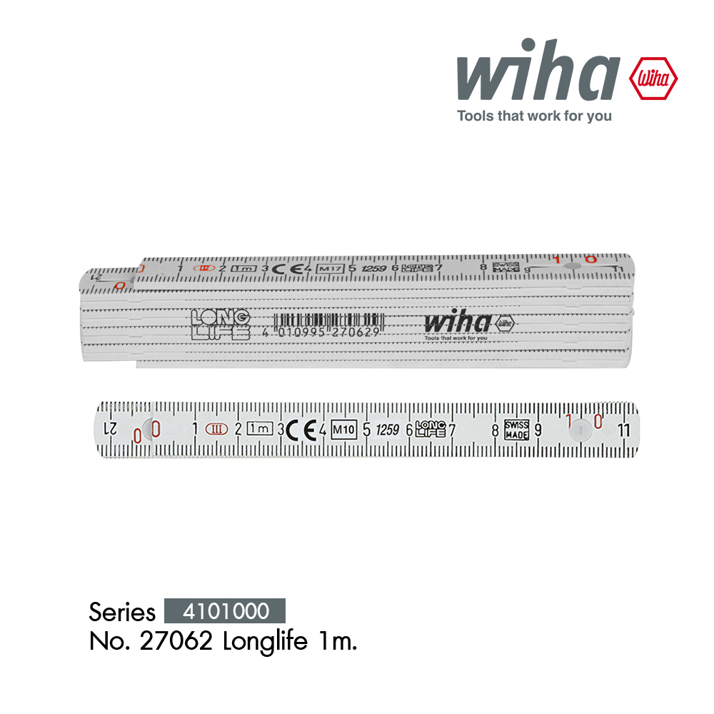  Wiha Longlife ไม้บรรทัดพับ ยาว 1 เมตร น้ำหนักเบา พกพาสะดวก 27062