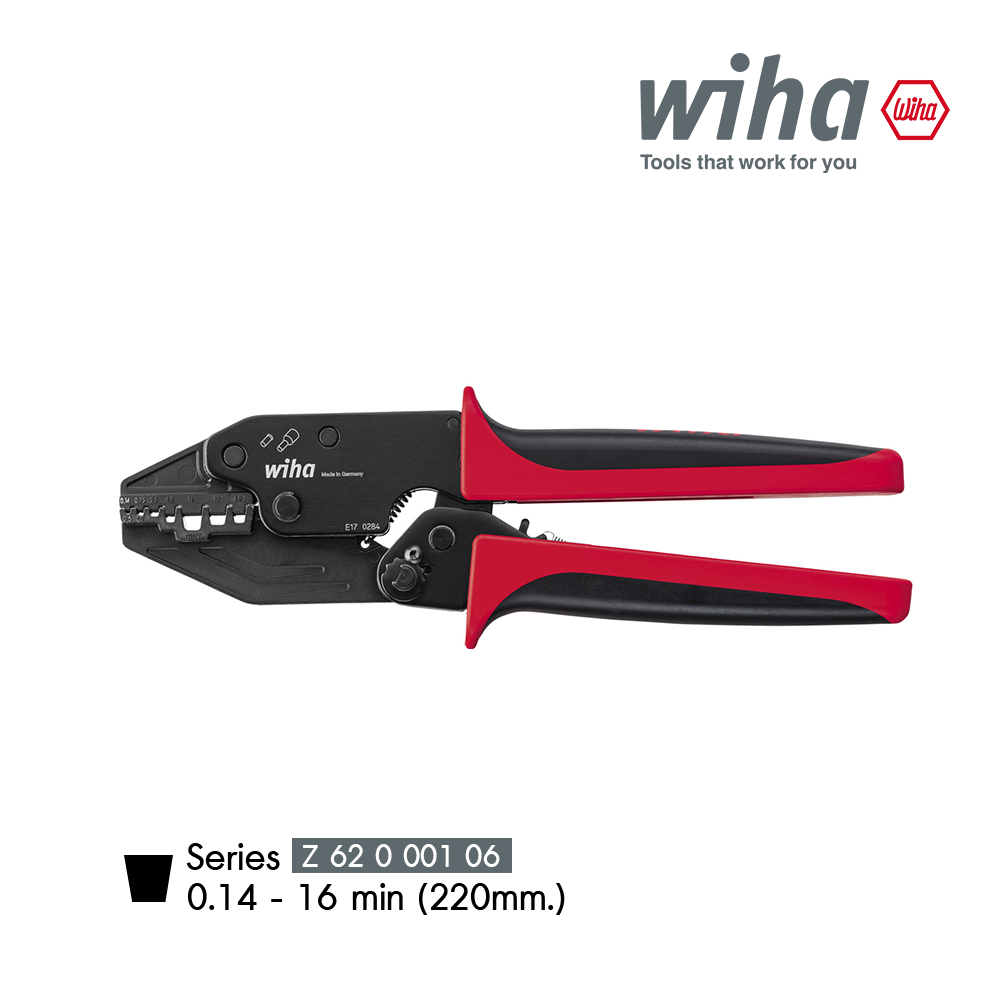 Wiha คีมย้ำหางปลา Crimping tools for wire-end sleeves For clean cable ends. Order-No.33844