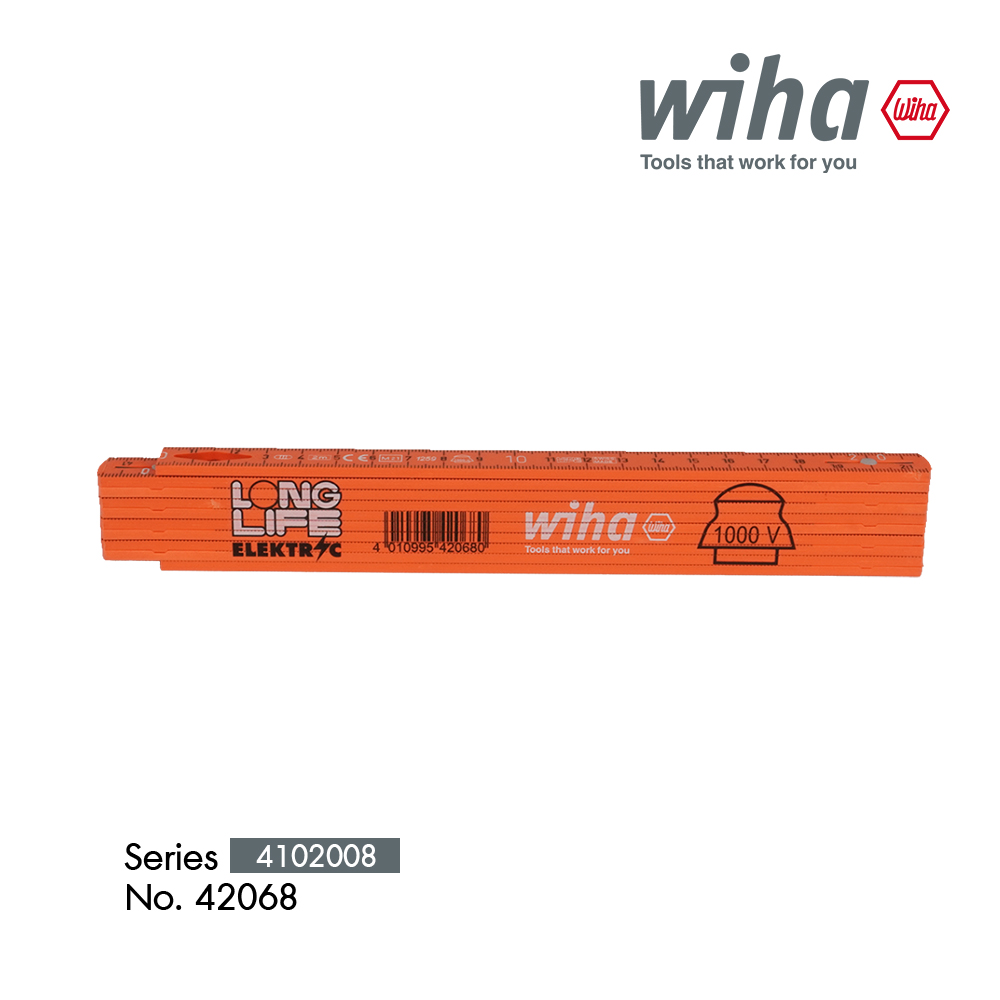  Wiha Electrician Longlife ไม้บรรทัดช่างไฟ กันไฟฟ้า 1,000V AC พับได้ มีรูล็อคสายไฟ ออกแบบมาสำหรับช่างไฟฟ้าโดยเฉพาะ ยาว 2m