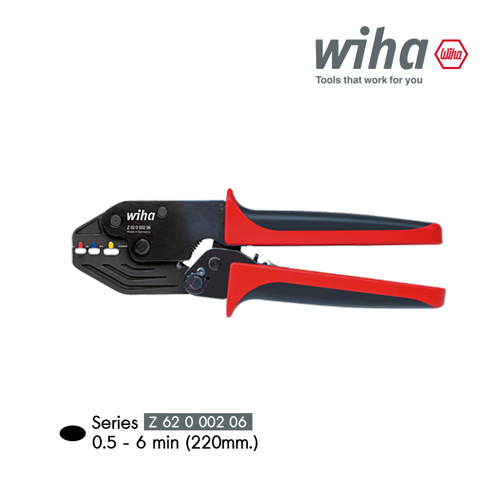 Wiha คีมย้ำหางปลา Crimping tools for insulated cable eyes and contacts Order-No.33841