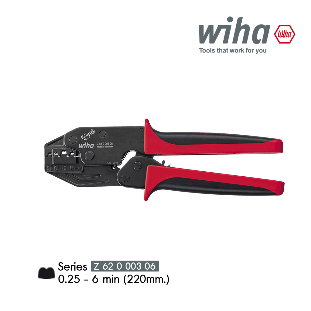 Wiha คีมย้ำหางปลา Crimping tools for non-insulated male blade connectors Order-No.33842