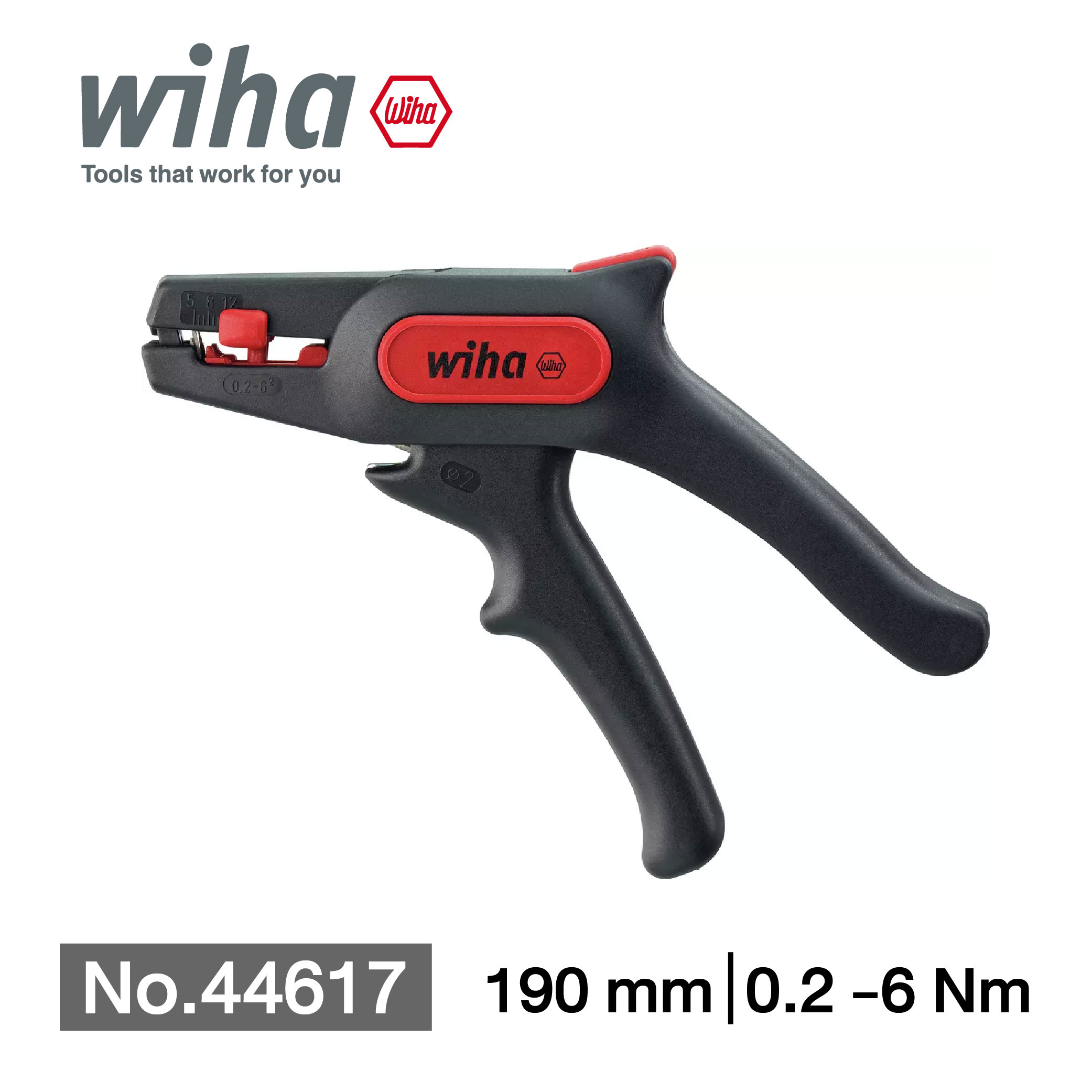 WIHA คีมปอกสายไฟอเนกประสงค์สำหรับเตรียมสายเคเบิล No.44617 Automatic Stripping Tool Automatic Stripper