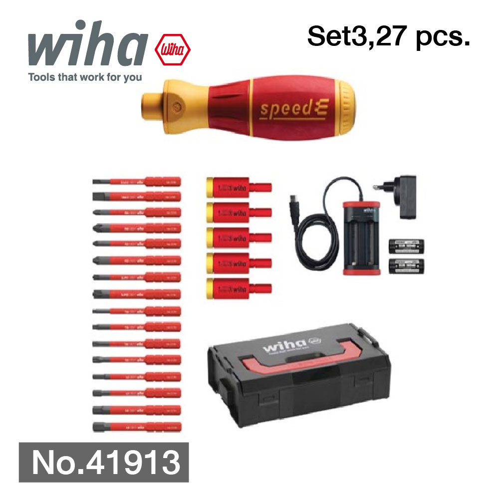 WIHA ชุดไขควง SpeedE SET 3 Series 590 E-screwdriver Set 3 speedE Mixed 27 pcs No.41913