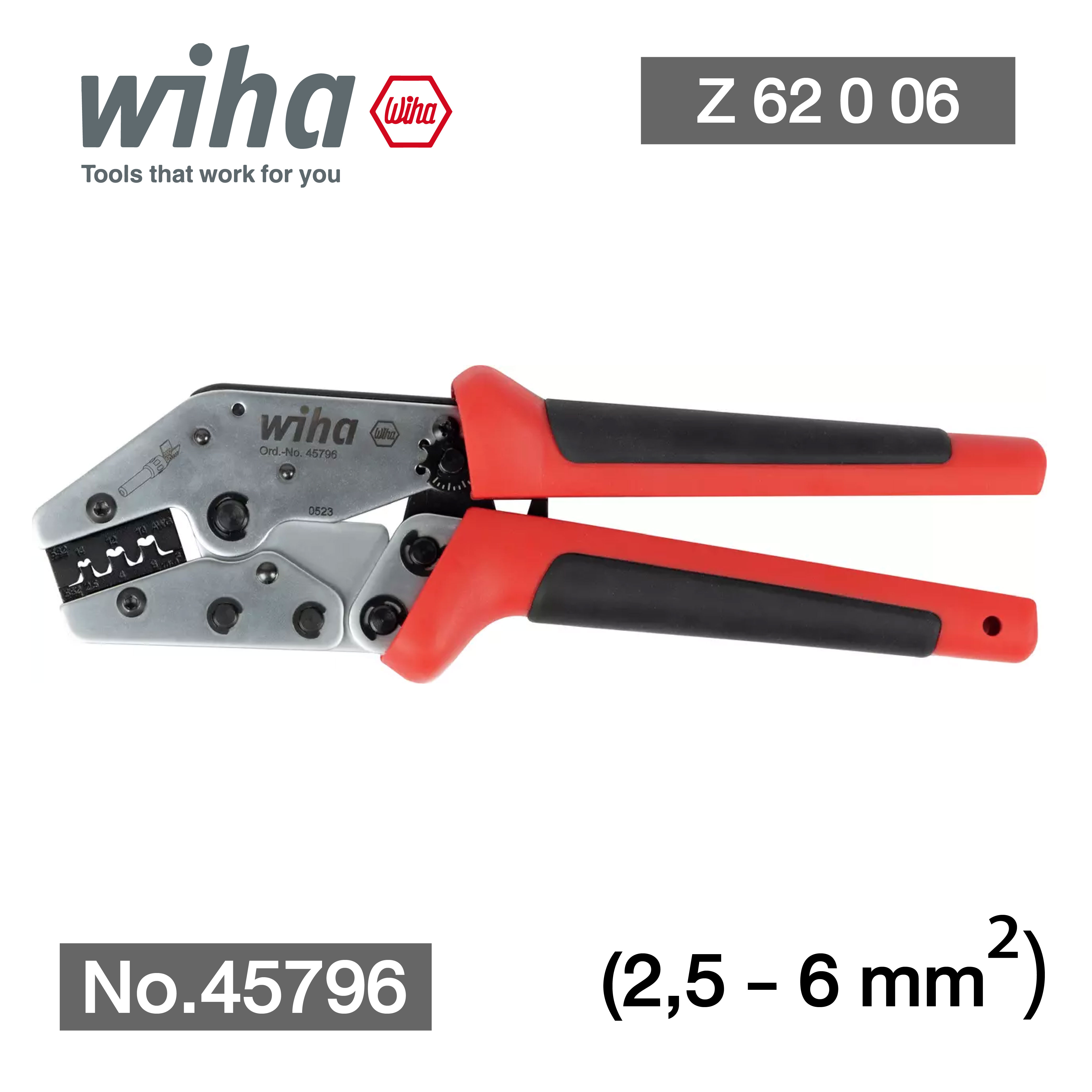 WIHA คีมย้ำ Series Z 62 0 06 Crimp tool for MC4 connectors No.45796