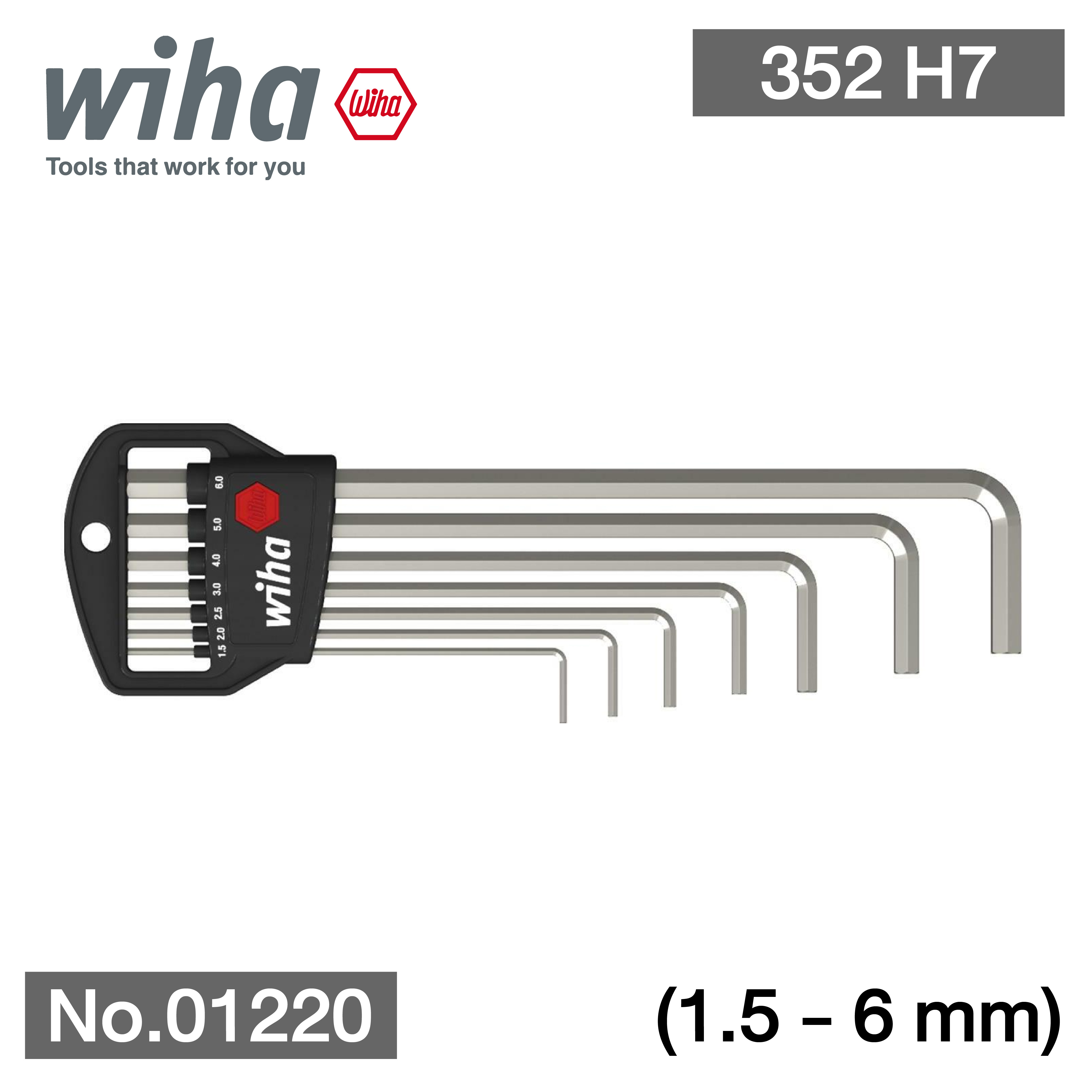 WIHA ชุดประแจหกเหลี่ยม 352 H7 No.01220 1.5-6  มม.