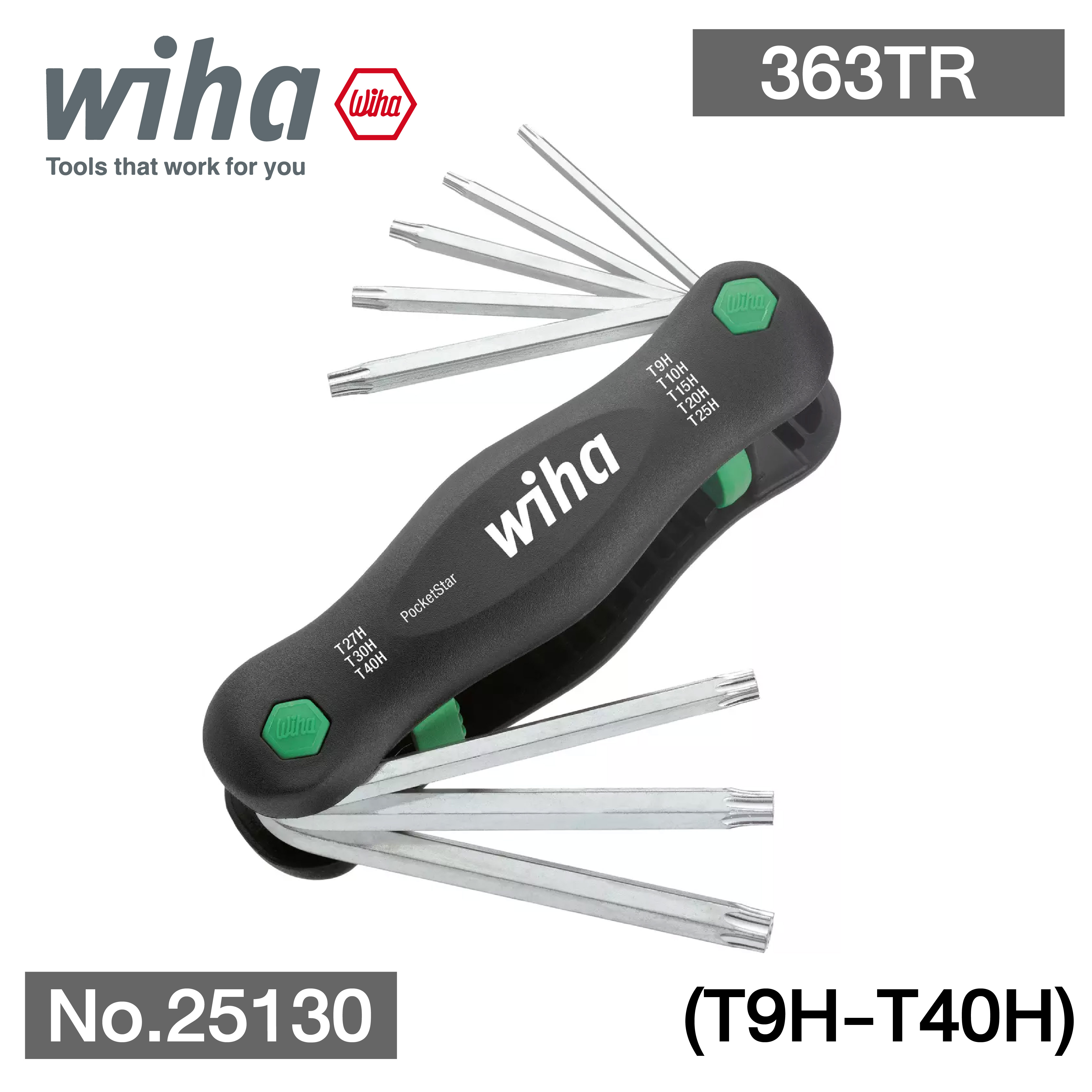WIHA ชุดประแจหกเหลี่ยม 363TR P8 No.25130 (T9H-T40H)