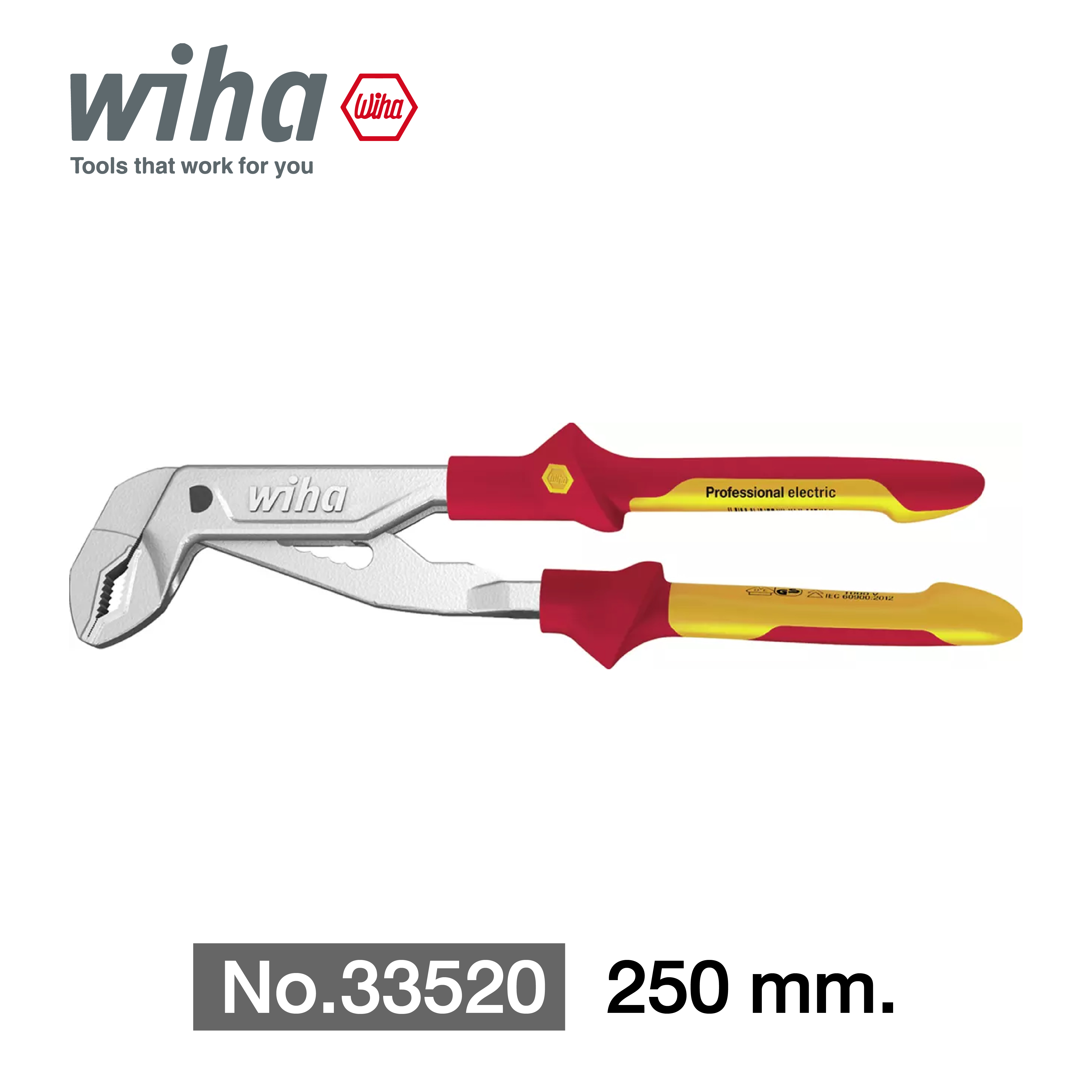 WIHA คีมคอม้า VDE (ด้ามเหลือง-แดง) Z 21 0 06 No.33520 10"