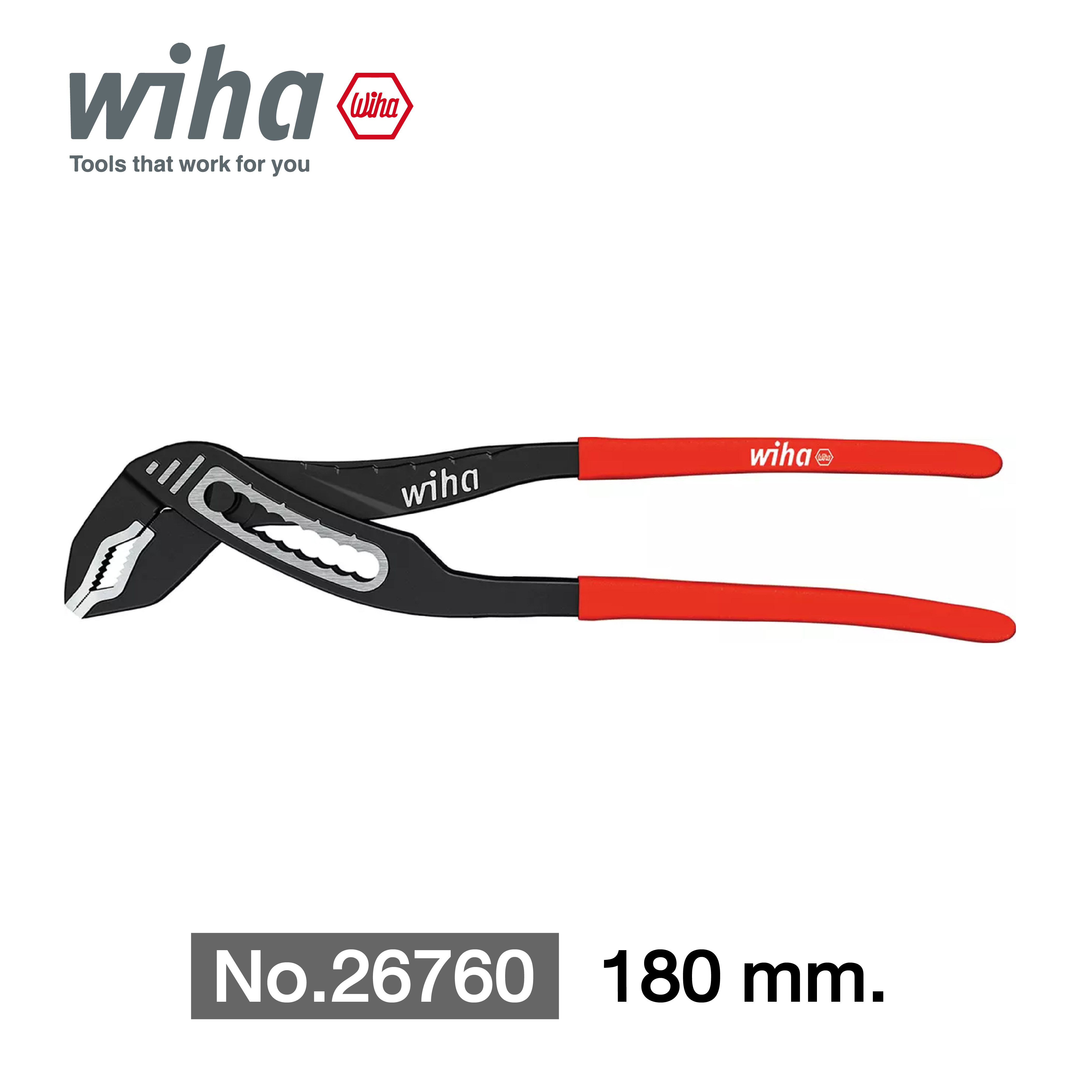 WIHA คีมคอเลื่อนดำ Z 21 0 01 No.26760 (180 มม,7") (27350SB)
