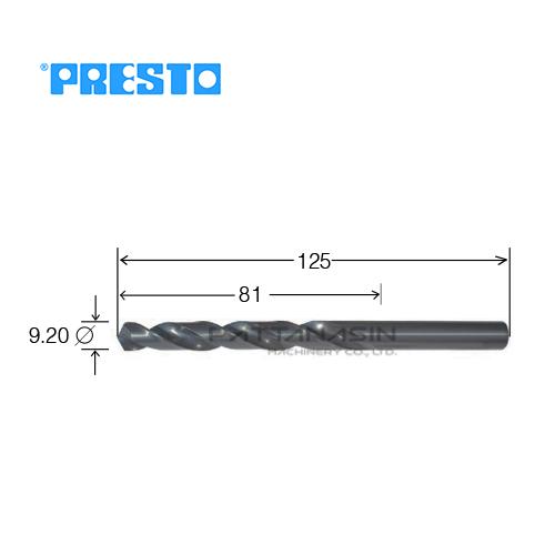 PRESTO ดอกสว่านไฮสปีดเจาะเหล็ก - ก้านกลม ขนาด 9.20 mm.