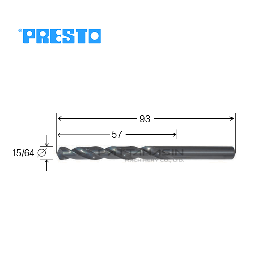 PRESTO ดอกสว่านไฮสปีดเจาะเหล็ก - ก้านกลม ขนาด 15/64