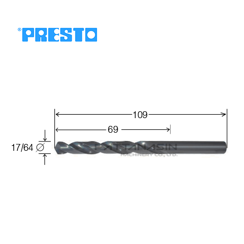 PRESTO ดอกสว่านไฮสปีดเจาะเหล็ก - ก้านกลม ขนาด 17/64