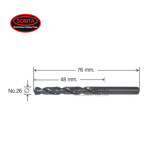 SOMTA ดอกสว่านไฮสปีดเจาะเหล็ก - ก้านกลม เบอร์ 26