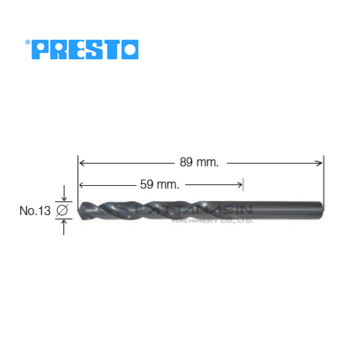 PRESTO ดอกสว่านไฮสปีดเจาะเหล็ก - ก้านกลม เบอร์ 13