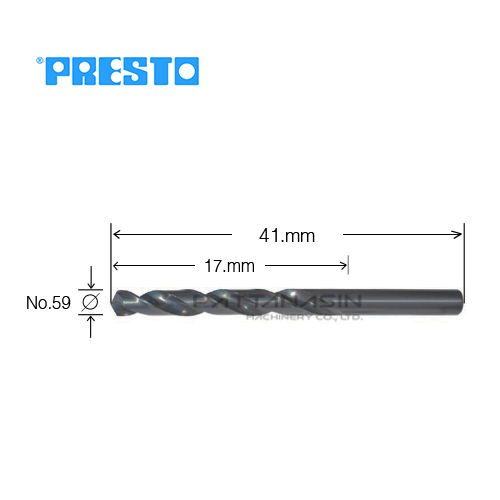 PRESTO ดอกสว่านไฮสปีดเจาะเหล็ก - ก้านกลม เบอร์ 59